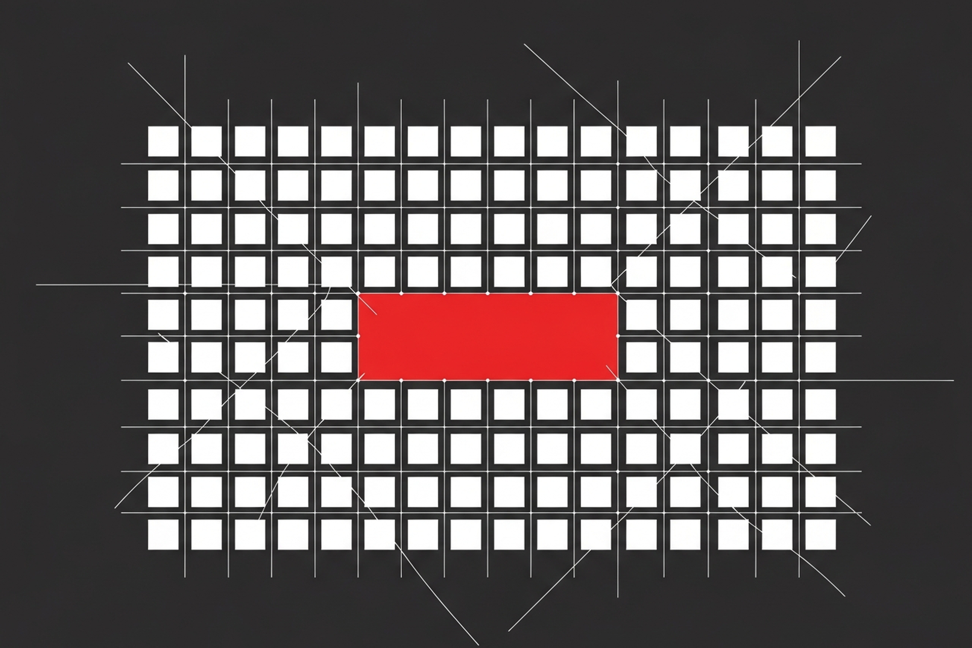 Abstract flat geometric illustration representing analytics dashboards and data networks on a dark background