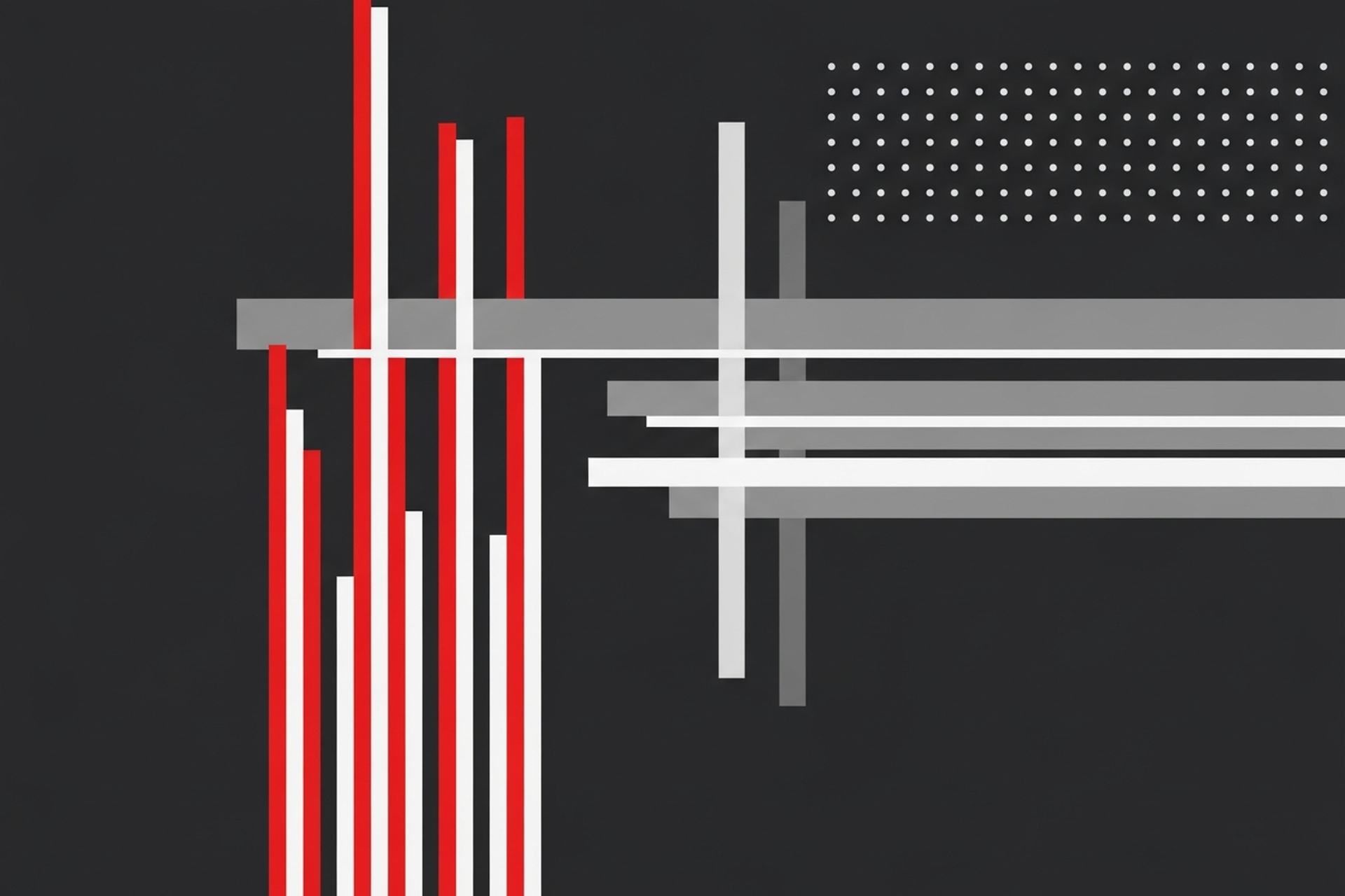 Abstract geometric data visualization representing an analytics dashboard with bar charts and grid layouts