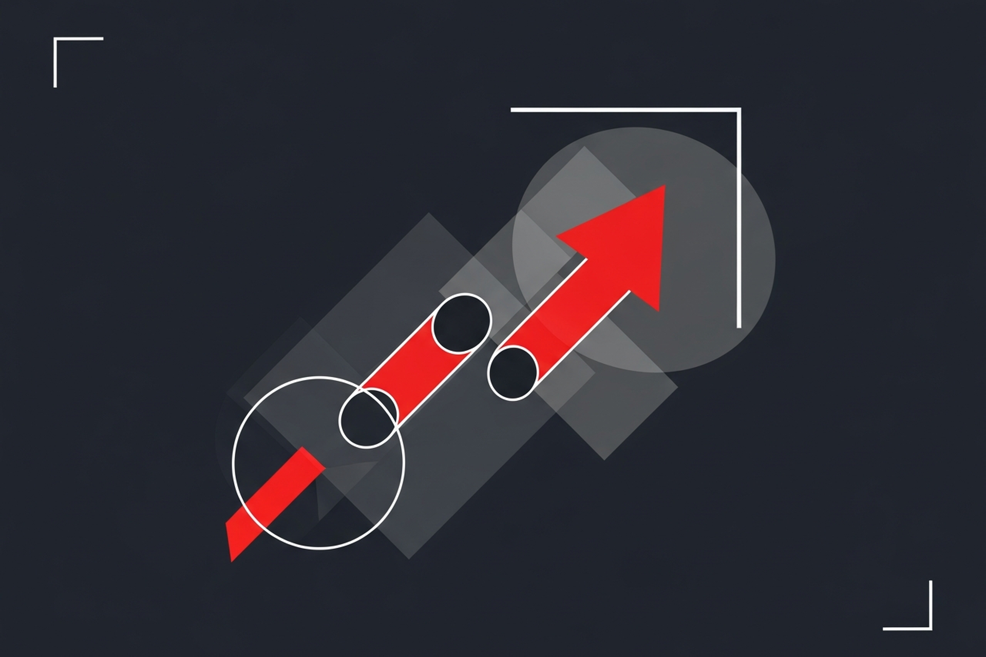 Abstract geometric shapes representing B2B SaaS marketing channels and interconnected growth nodes on a dark background