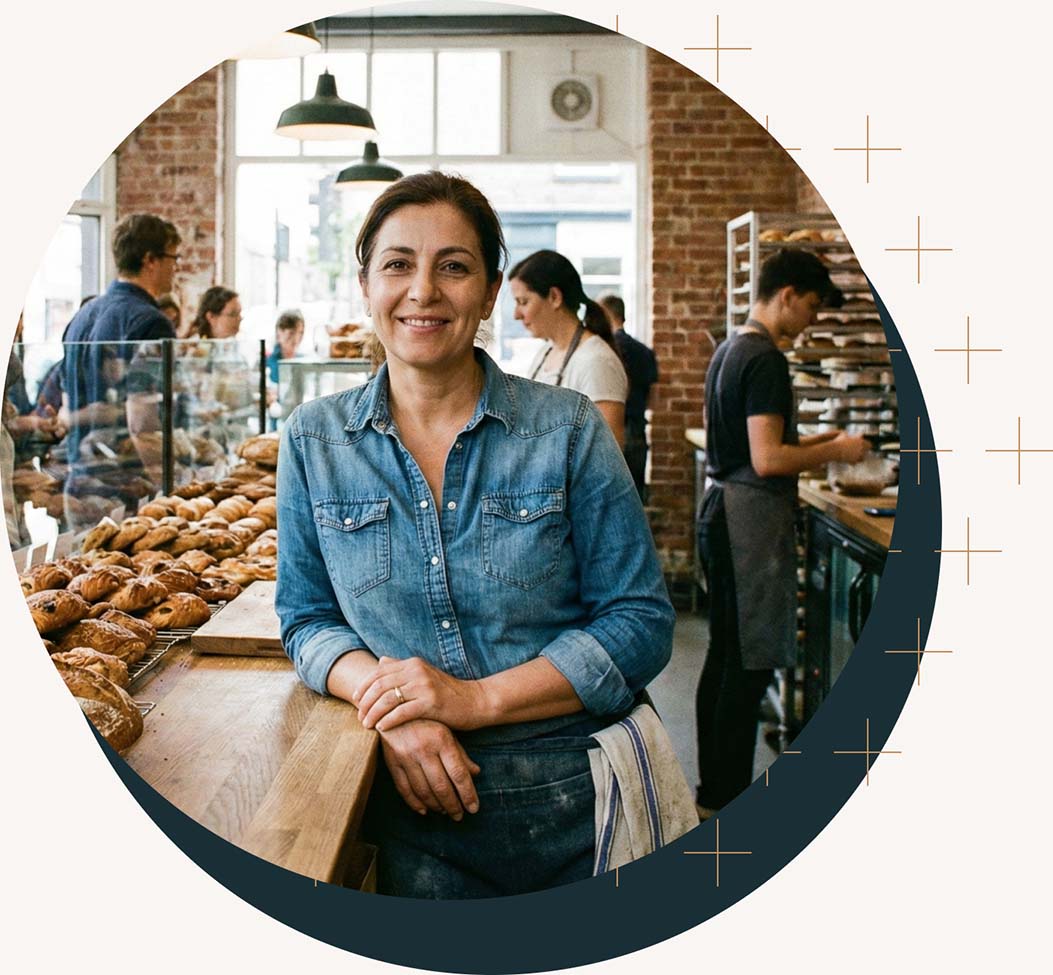 Smiling bakery owner