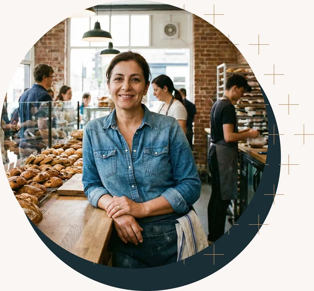 Smiling bakery owner