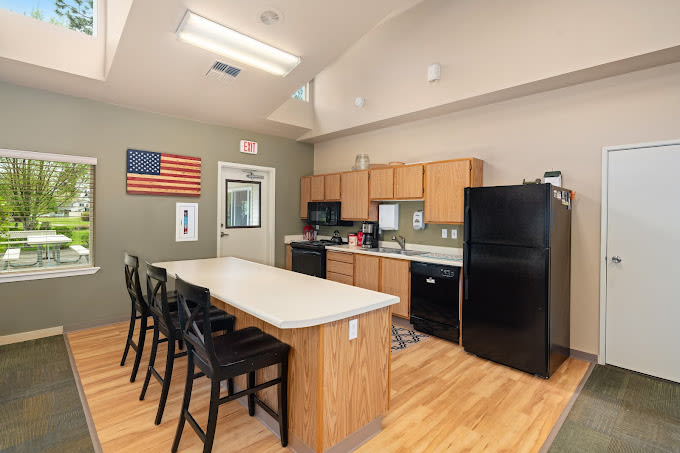 Community kitchen with bar