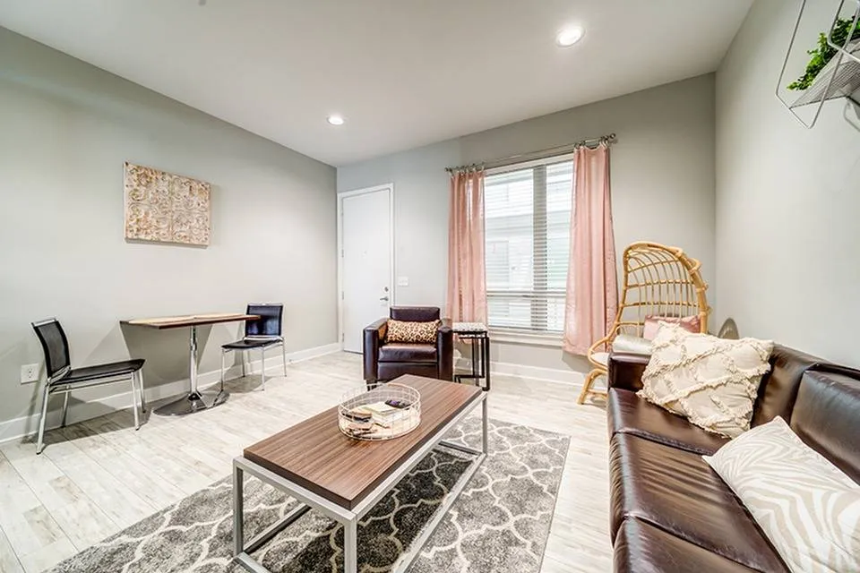 living area with sofa and coffee table