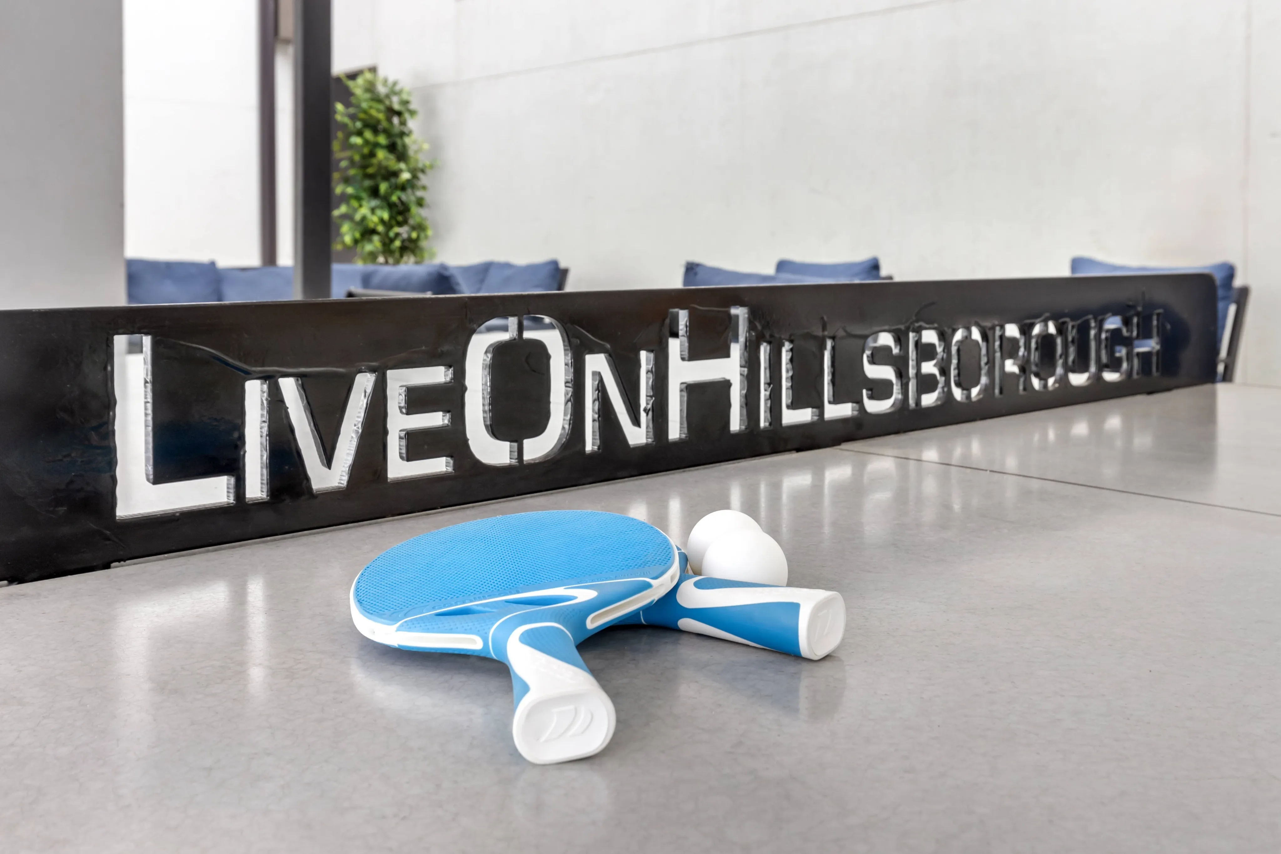 Live on Hillborough logo with ping pong paddles