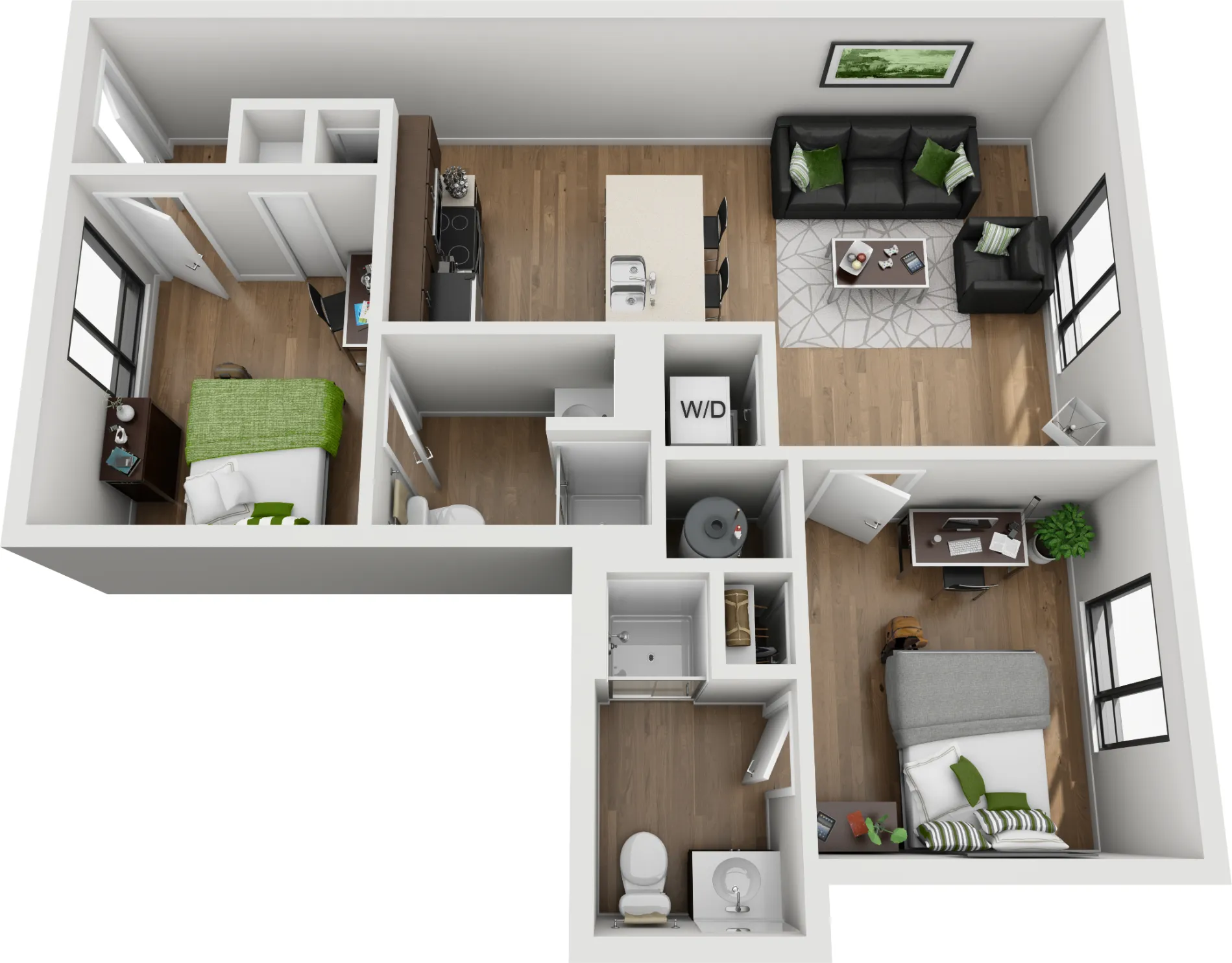 109 - 2x2- B1 floor plan layout