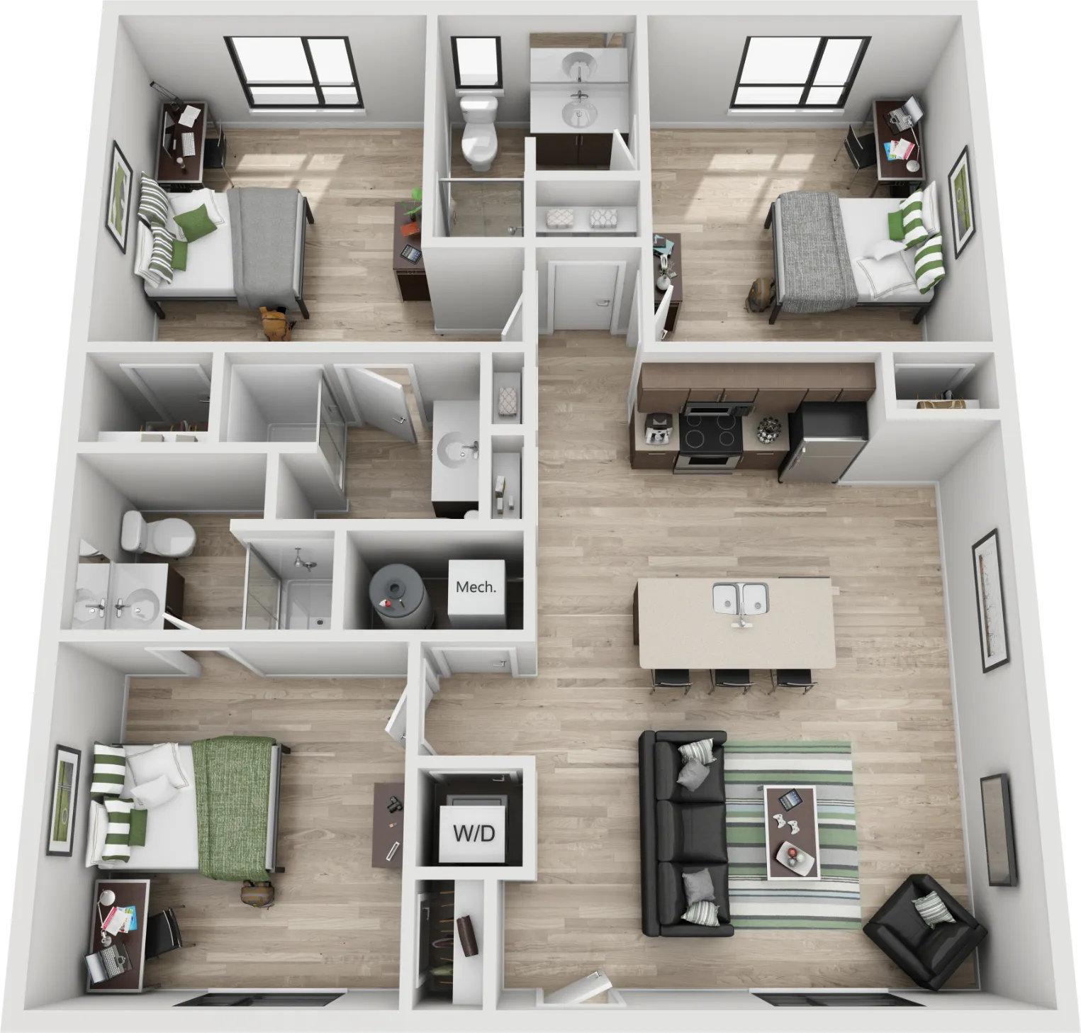 2811 - 3x3 Floor Plan Layout