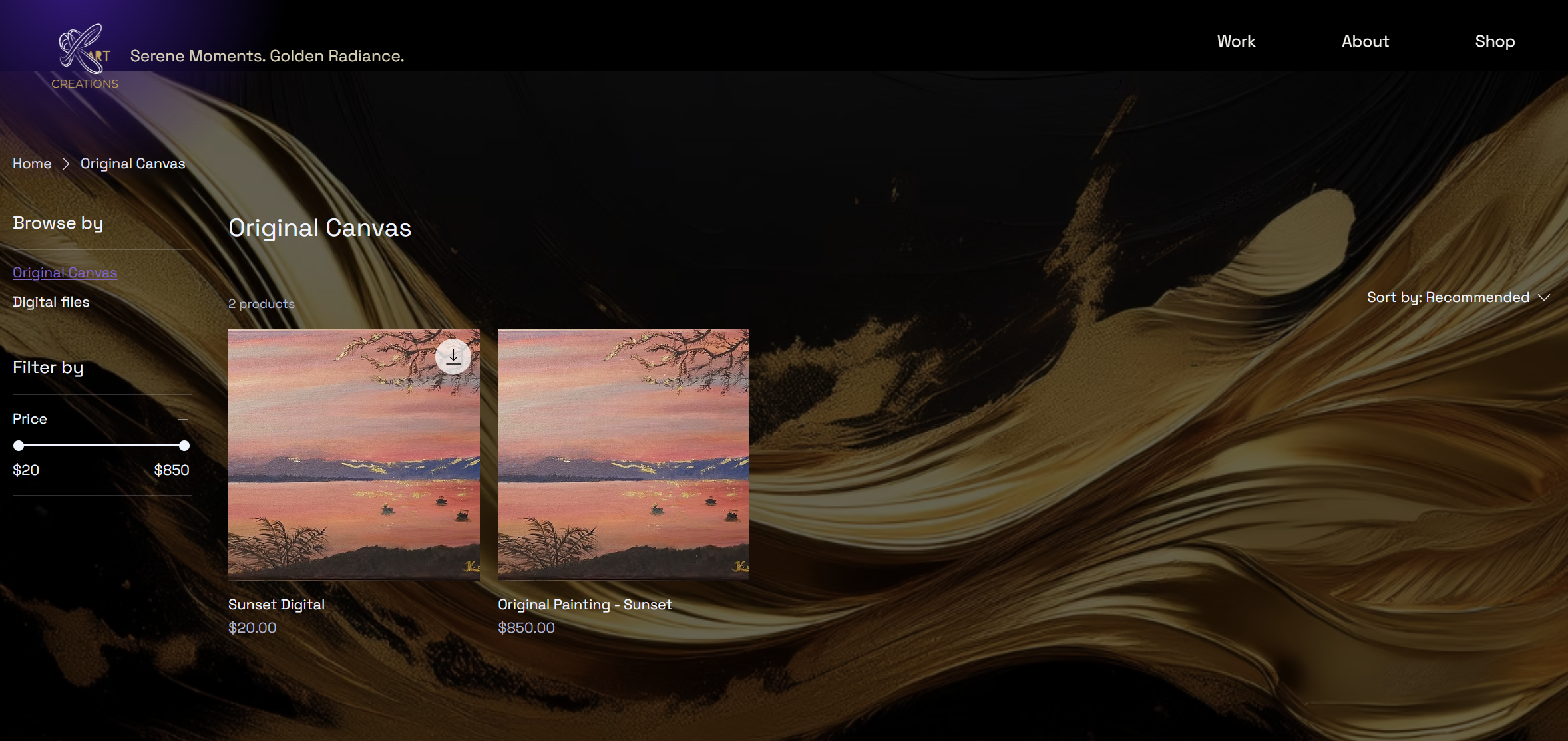 Website design project for art and painting studio brand - K Art Design Studio