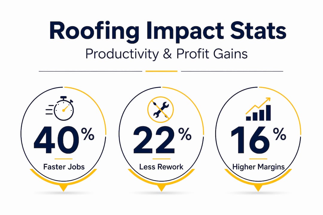 Infographic showing roofing software productivity stats