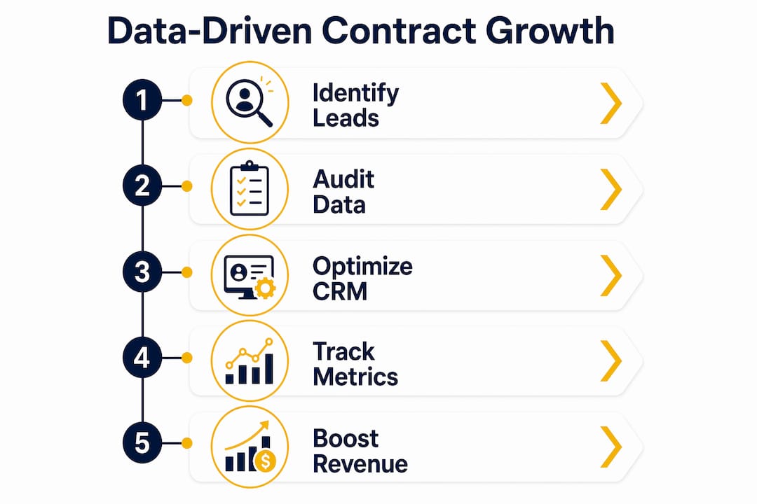 Infographic showing steps to roofing contract growth