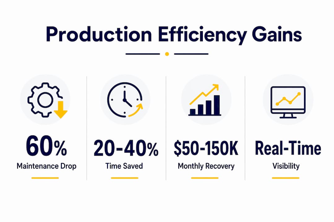 Infographic showing efficiency stats for connected roofing tools