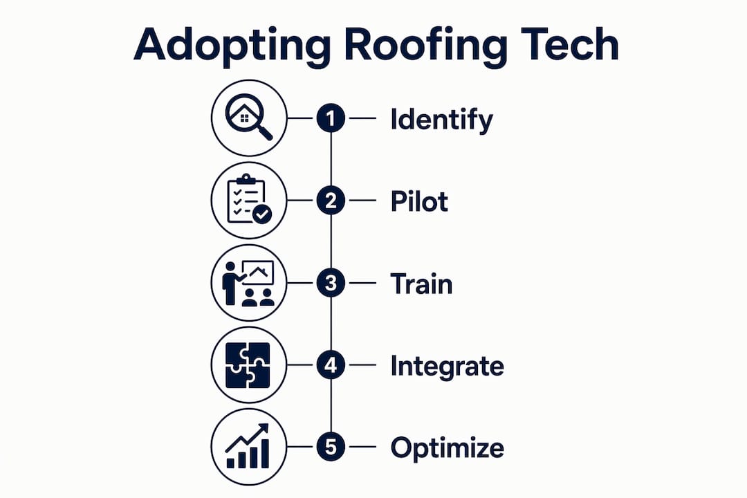 Infographic illustrating roofing technology adoption steps