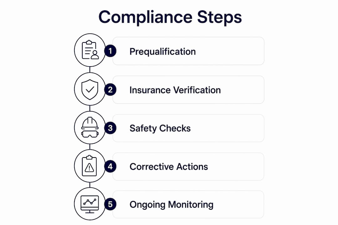 Infographic illustrating subcontractor compliance steps