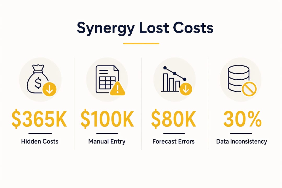 Infographic displaying cost breakdown of lost synergies