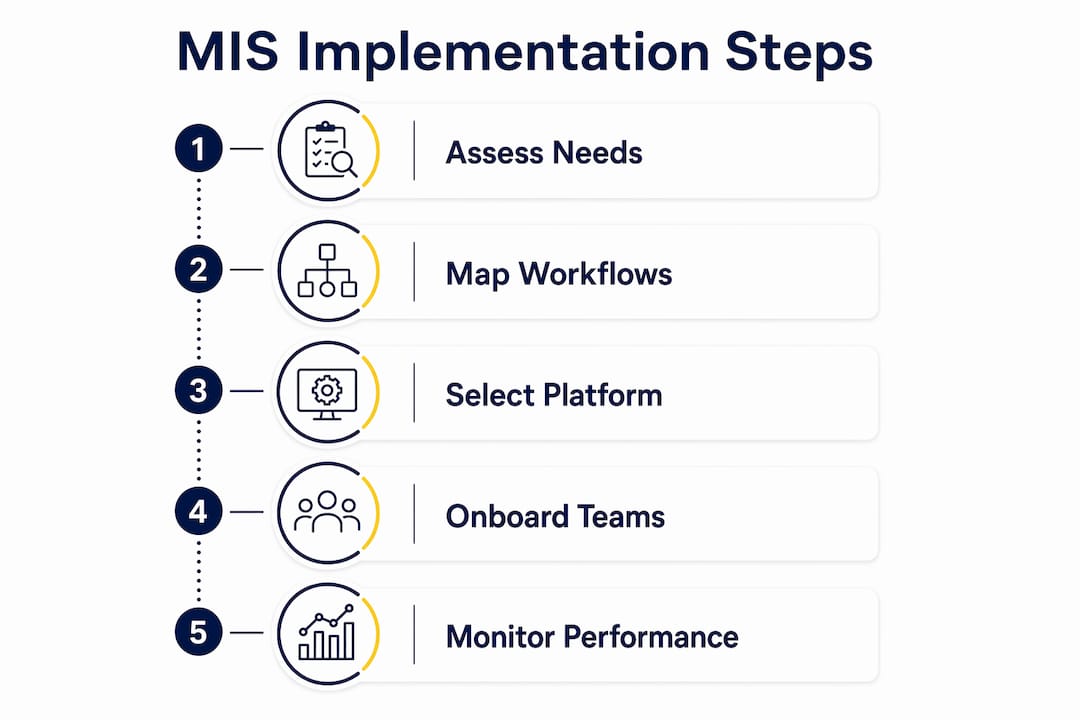 Infographic showing step-by-step roofing MIS implementation
