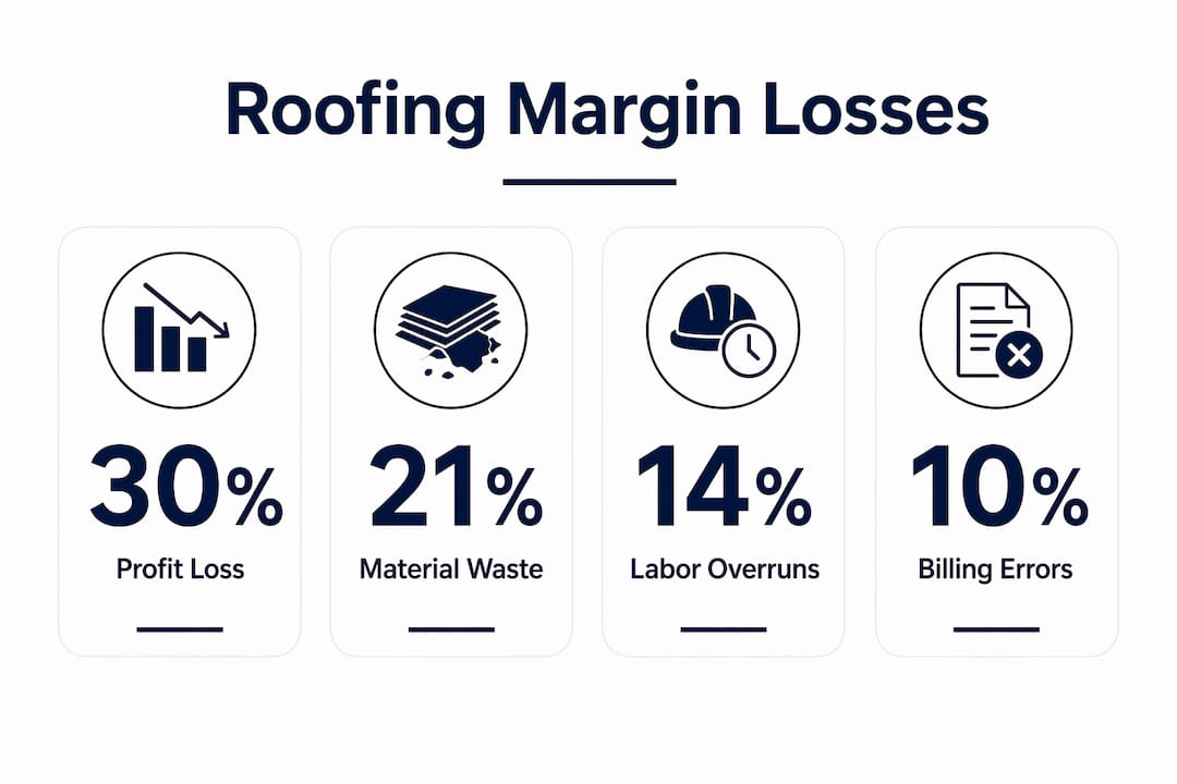 Infographic showing main roofing margin loss statistics