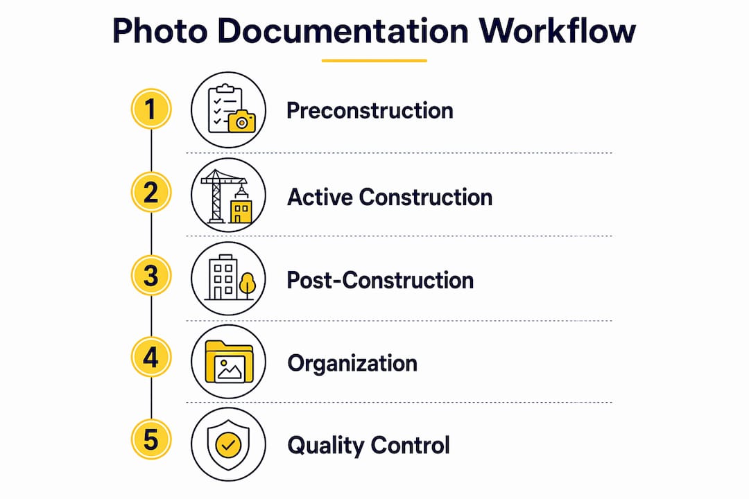 Infographic illustrating photo documentation workflow steps