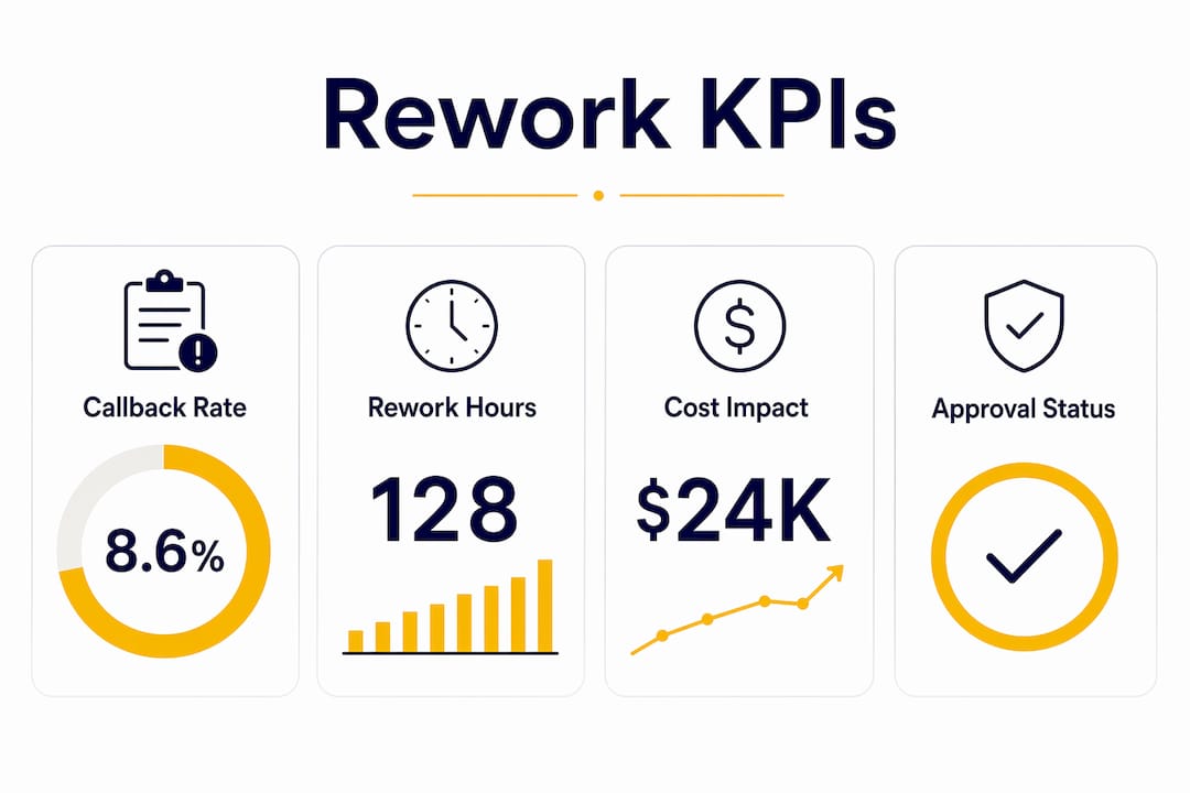 Infographic showing key rework performance indicators