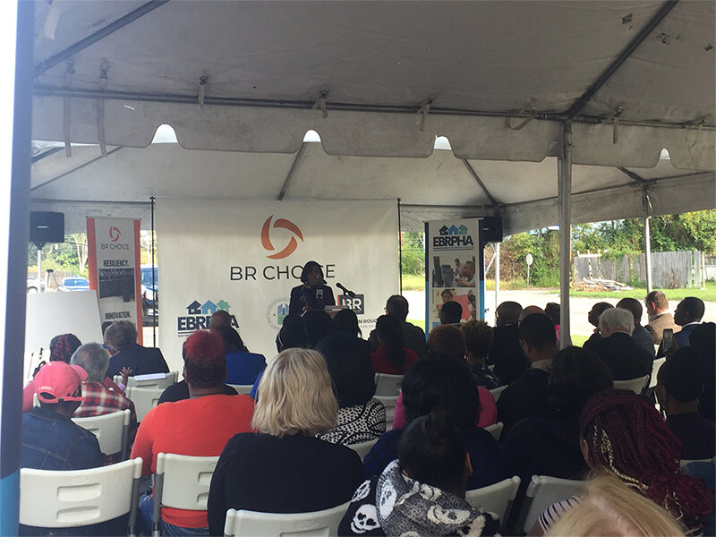  Baton Rouge Mayor President Sharon Weston Broome speaks at the CNI press event.   