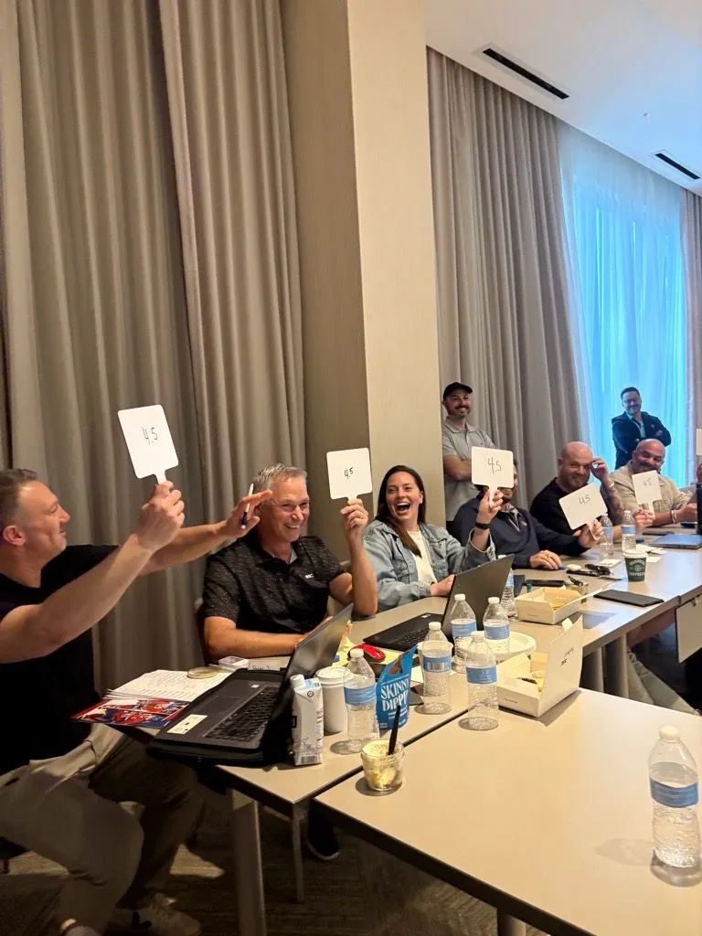 Rebox teammates at a Cardboard Club gathering