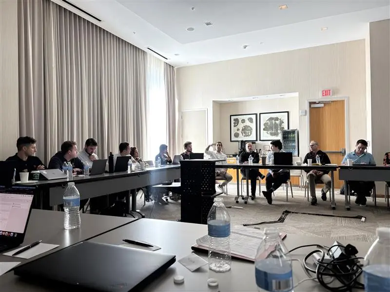 Rebox employees in a Town Hall meeting