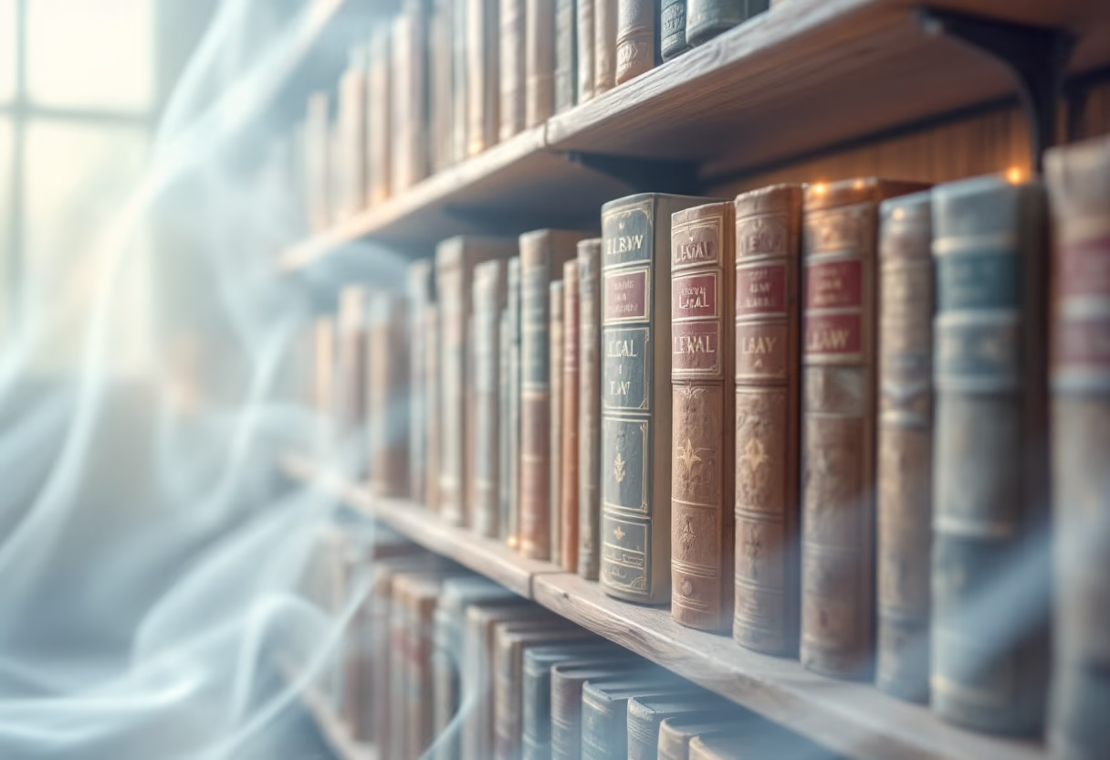 image of bookshelves with legal books (for a legal tech)