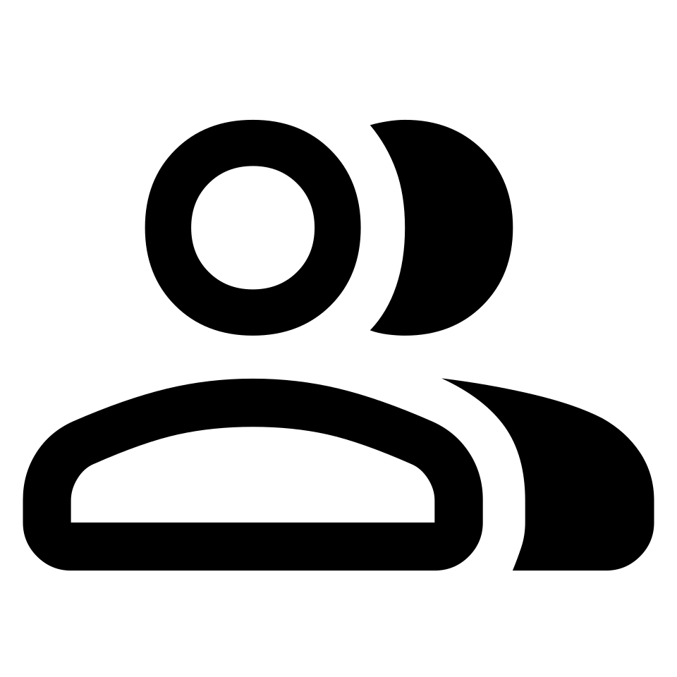 Icon showing two simplified human figures, representing one-on-one interaction.