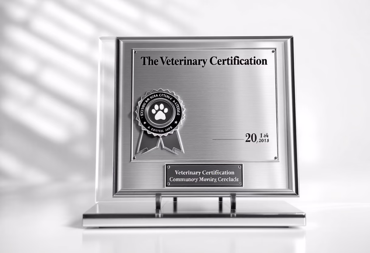 image of an award or certification displayed (for a veterinary clinic)