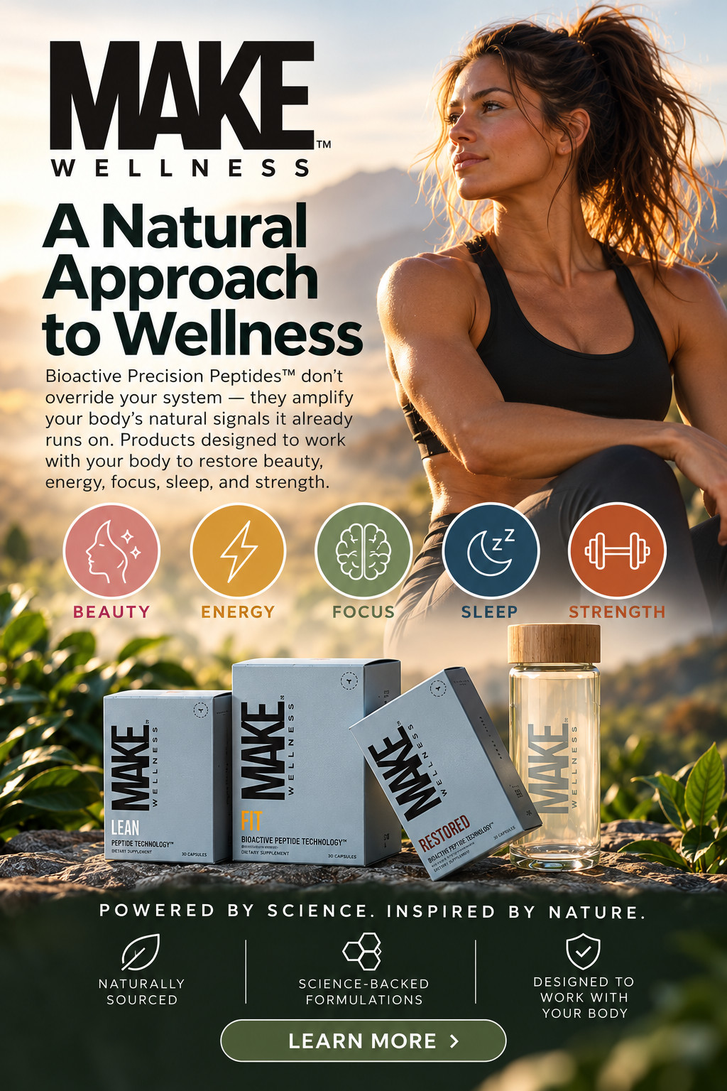 MAKE Wellness Bioactive Precision Peptides: A Natural Approach to Wellness for beauty, energy, focus, sleep, and strength
