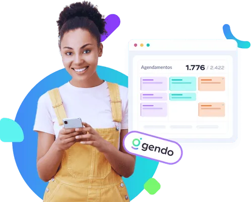 Mulher com imagem da plataforma