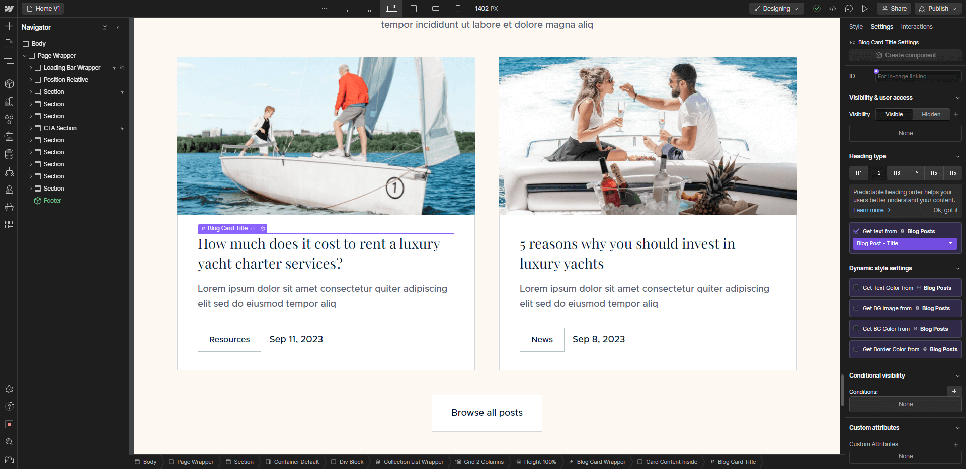 CMS Content - Boat X Webflow Template