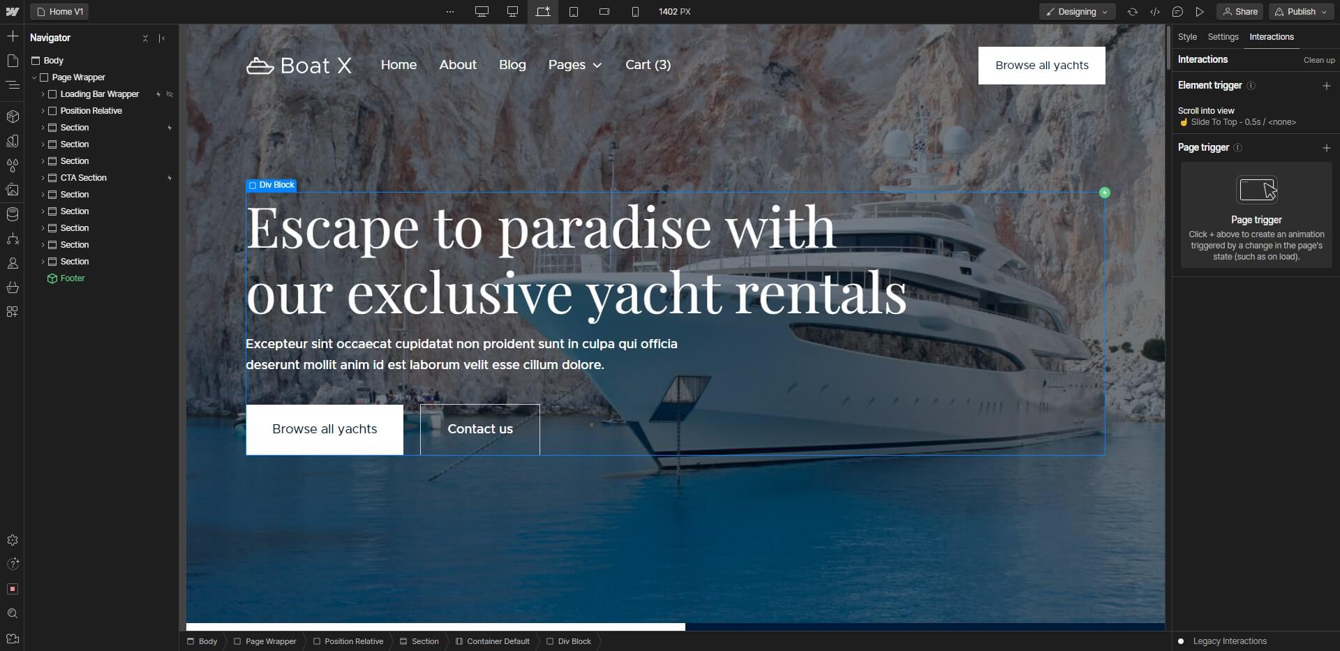 Animations - Boat X Webflow Template