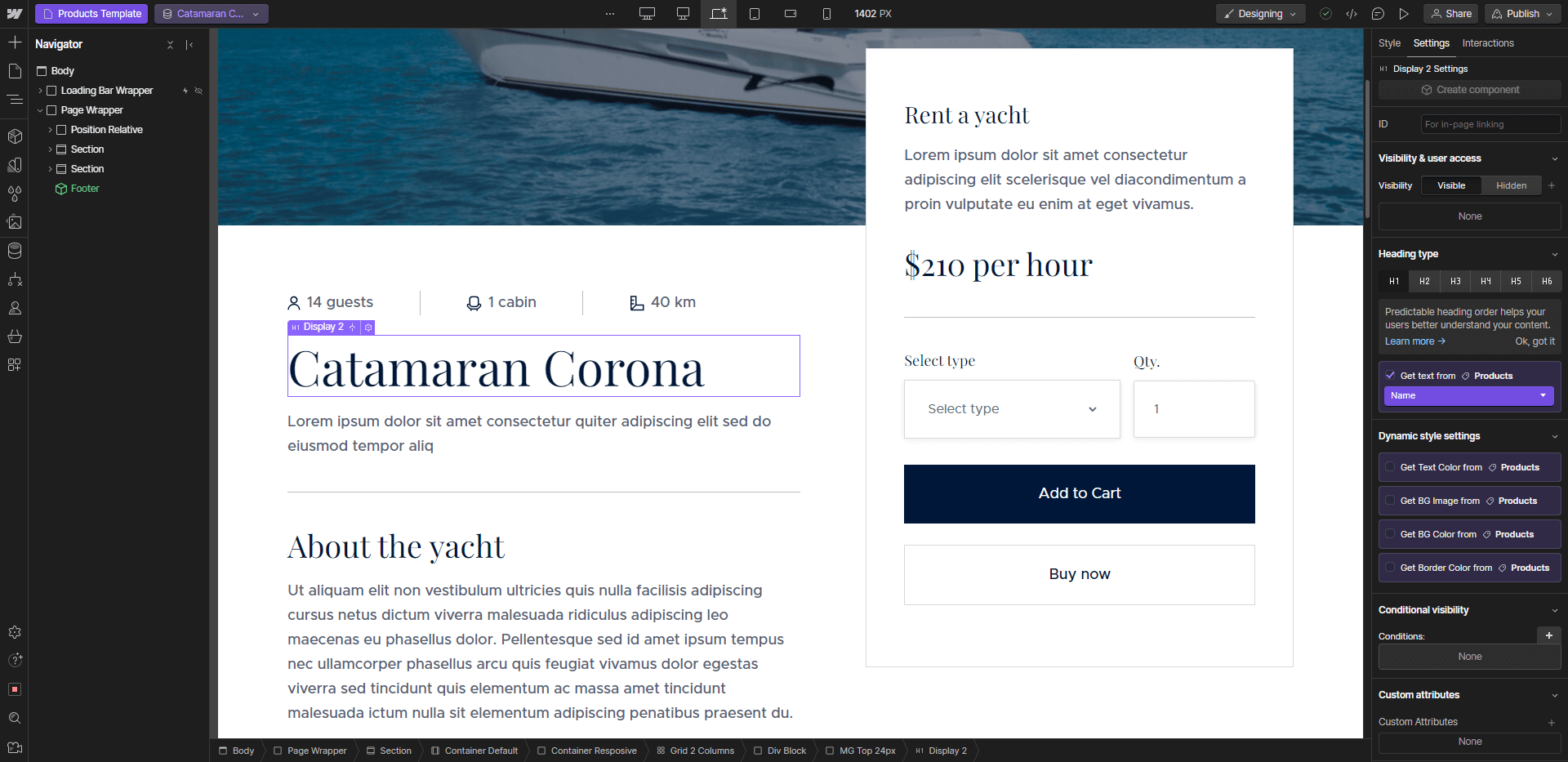 Ecommerce Page - Boat X Webflow Template