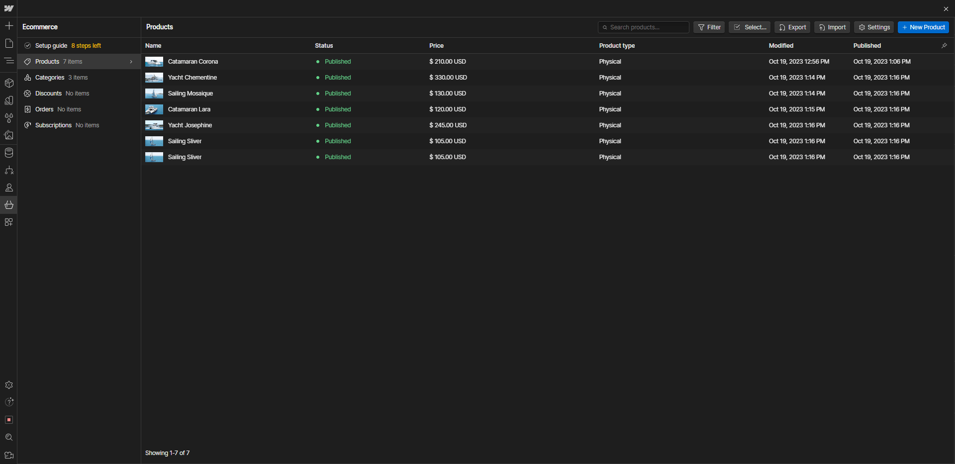 Ecommerce Collection - Boat X Webflow Template