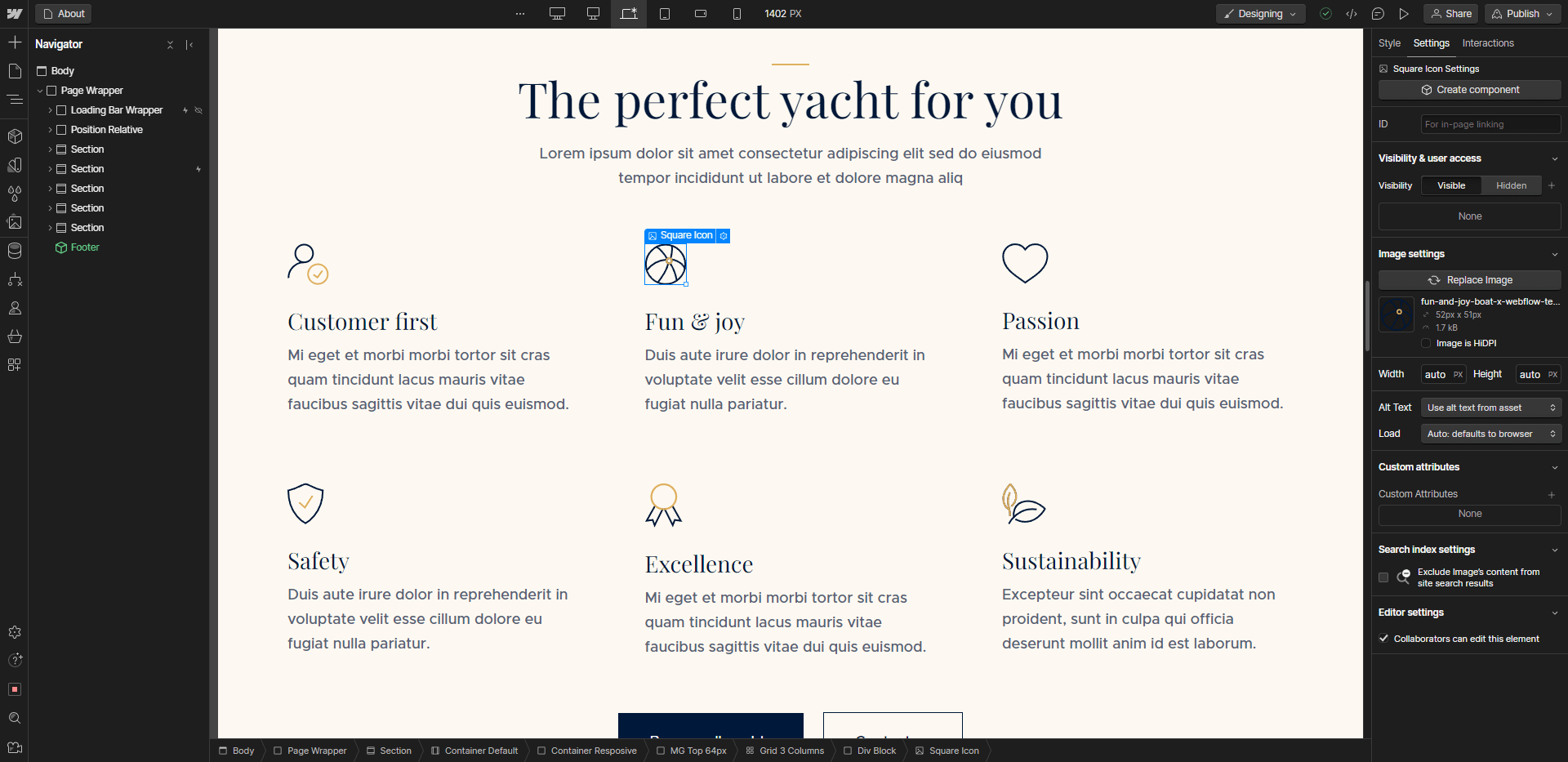 Icon And Graphics - Boat X Webflow Template