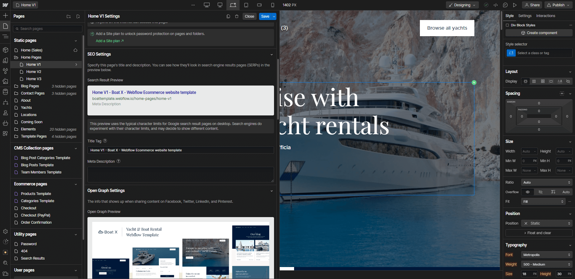 SEO - Boat X Webflow Template