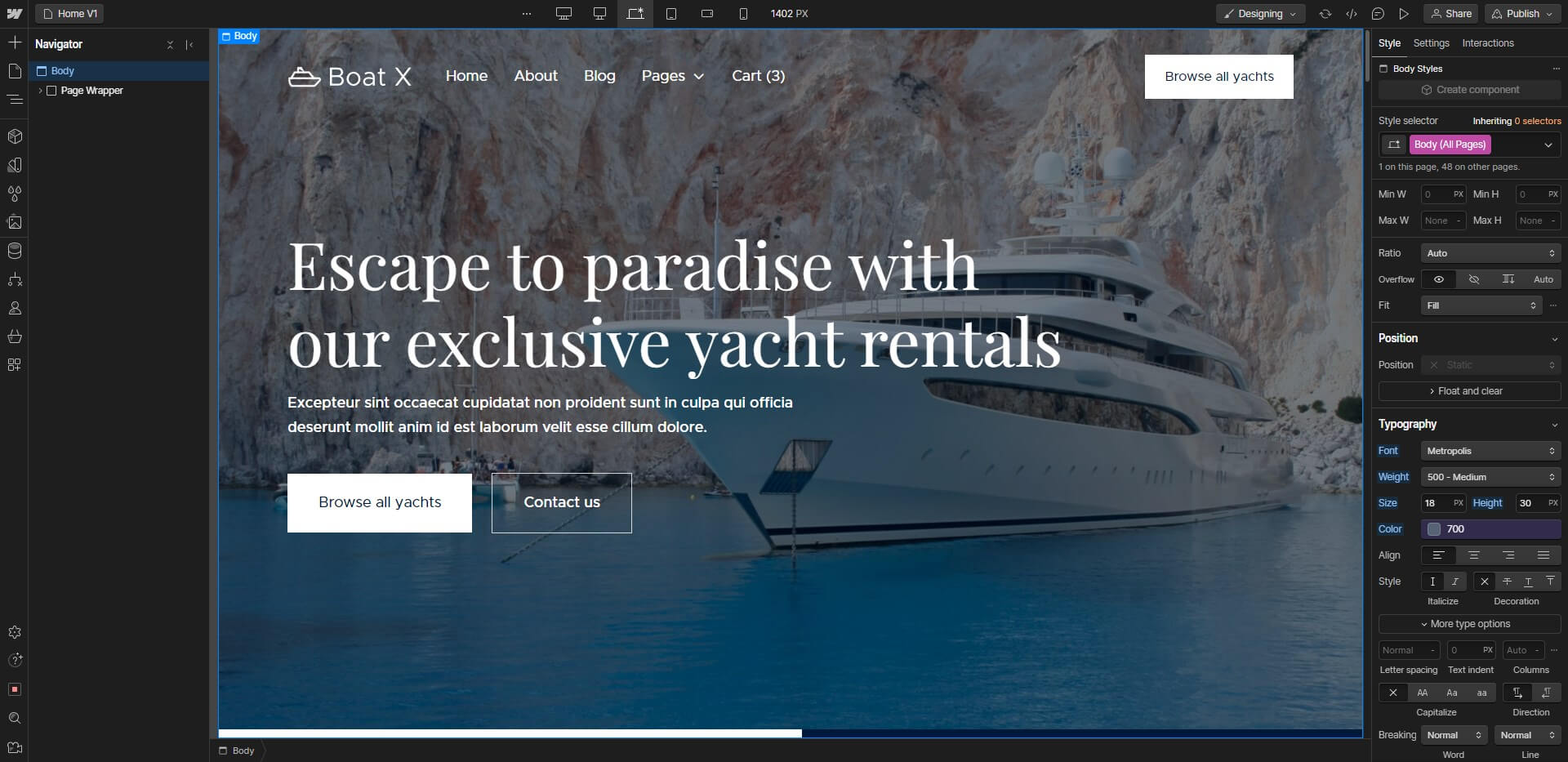 Typography - Boat X Webflow Template
