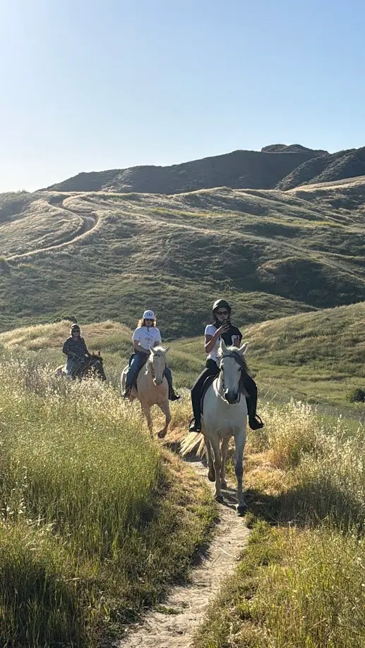 Group of riders on grassy trail providing a first horseback riding guide
