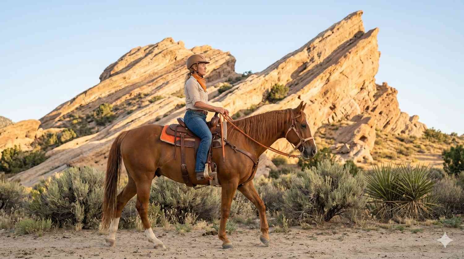 Lone rider exploring a scenic route on a horseback trail ride