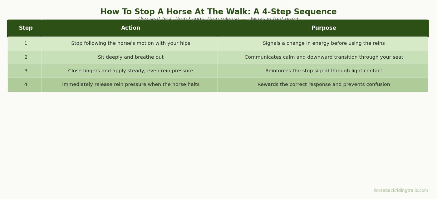 How to stop a horse 4 step sequence trail riding beginners