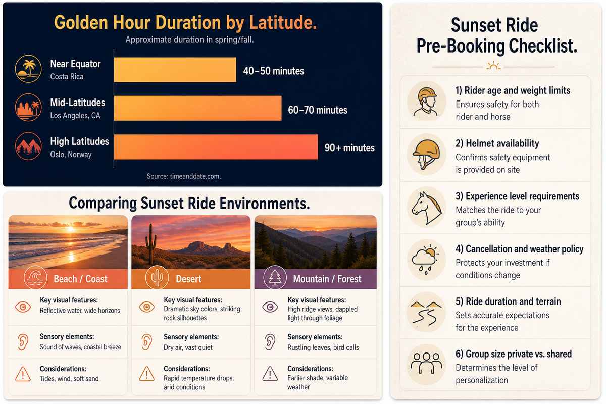 golden hour duration sunset ride environments comparison chart