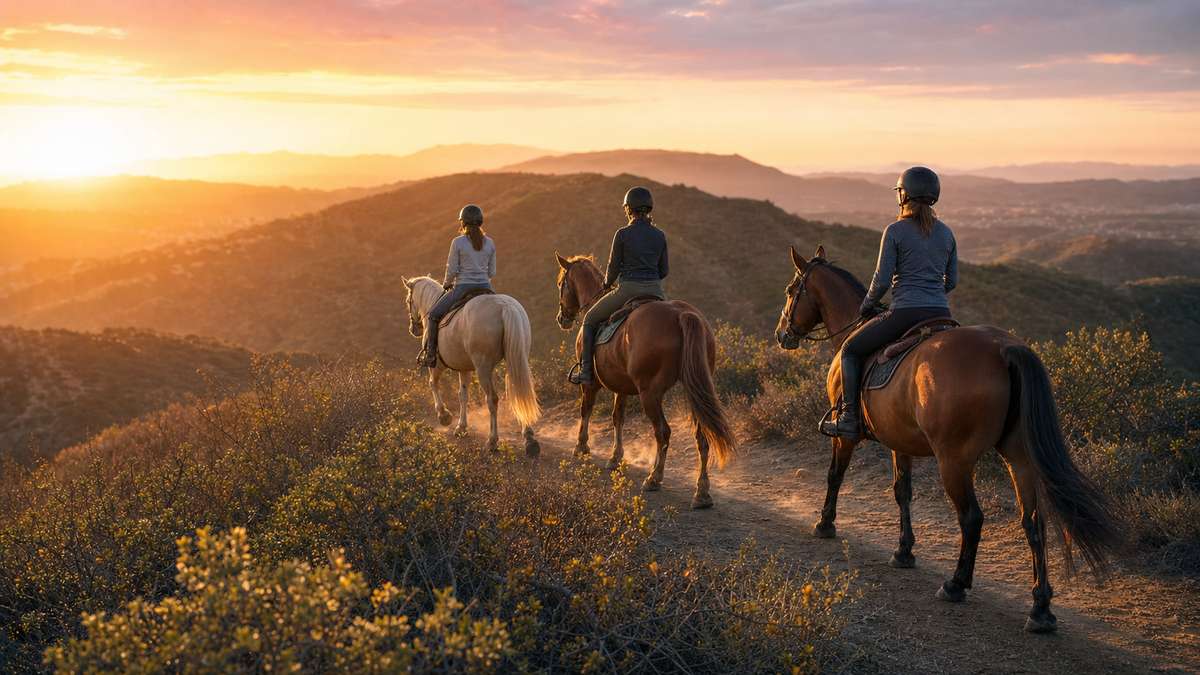 group sunset horse trail ride santa clarita mountains