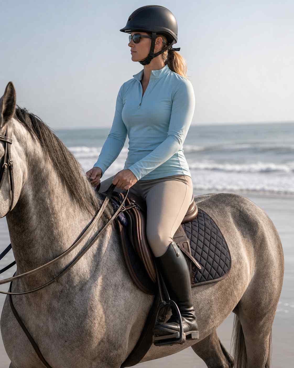 What to wear beach horseback riding helmet boots rider