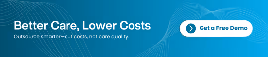 Blue banner with text “Better Care, Lower Costs” and a button labeled “Get a Free Demo.”