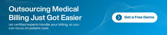 Ad banner offering a free demo for outsourced medical billing services.
