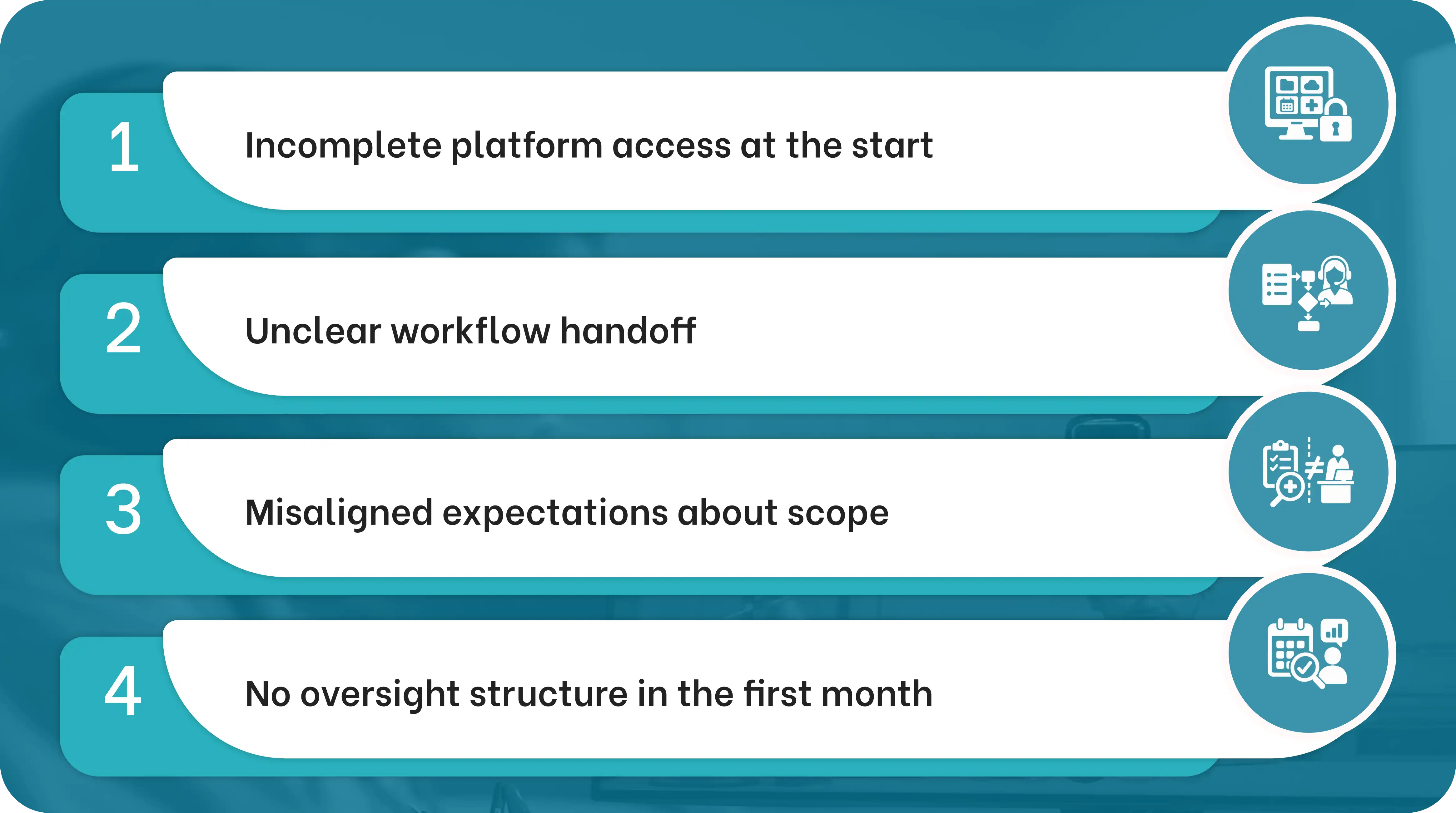 an infographic listing 4 common mistakes when starting virtual medical administration.