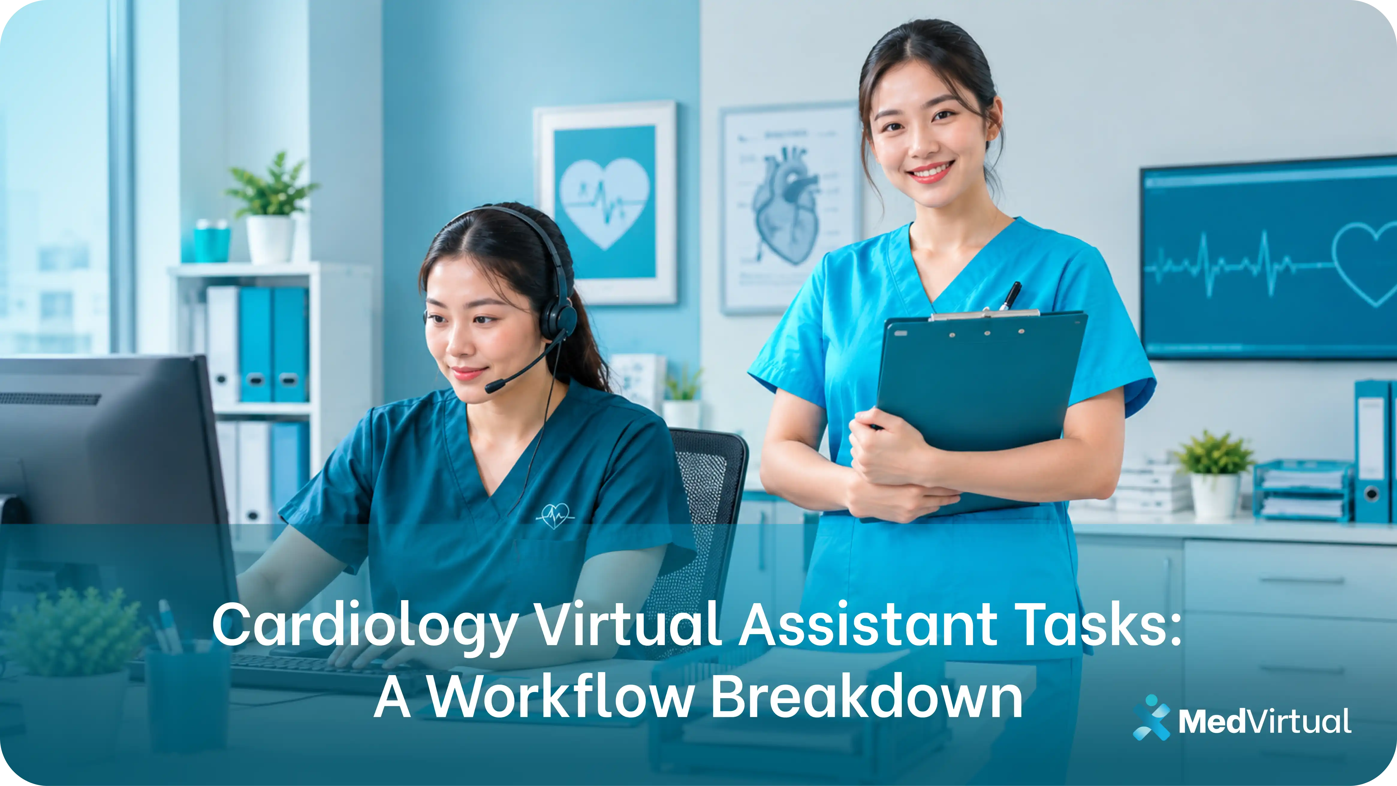 an image of two cardiology virtual assistants representing a workflow breakdown of cardiology virtual assistant tasks.