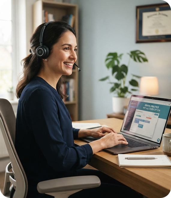 Businesswoman and man smiling during a meeting with a phone showing a new lead inquiry message.