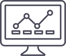 Computer monitor displaying a line graph with four connected data points over a segmented horizontal axis.