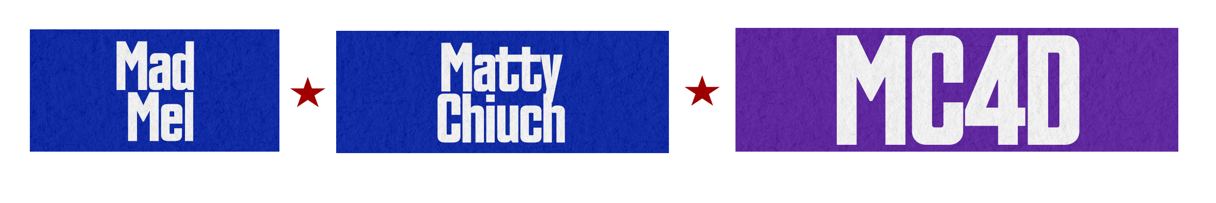 Blue background with white bold text 'DJ MAD MEL' and 'Special Guest TBA' separated by a small red star.