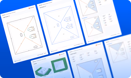 Your 3D model and measurement selections can now be exported directly to PDF and Excel. picture of pdf exported roof measurements reports